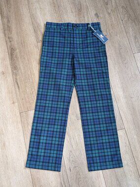 NWT Vineyard Vines Boy's Blackwatch Breaker Plaid Pants Holiday Blue Green 14